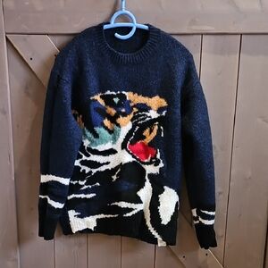 KENZO TIGER INTARSIA SWEATER NAVY Size S